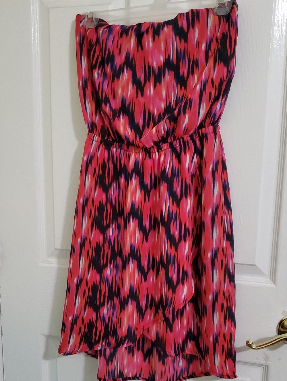 Express Y2K Black Hot Pink Sztec Boho Print Tulip Skirt Mini Tube Dress XS